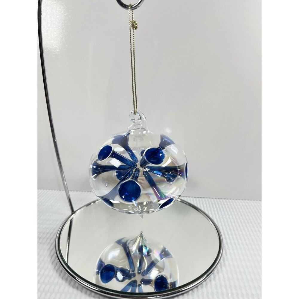 VTG SILVESTRI Blown Glass Indented Trumpet Iridescent Christmas Ornament